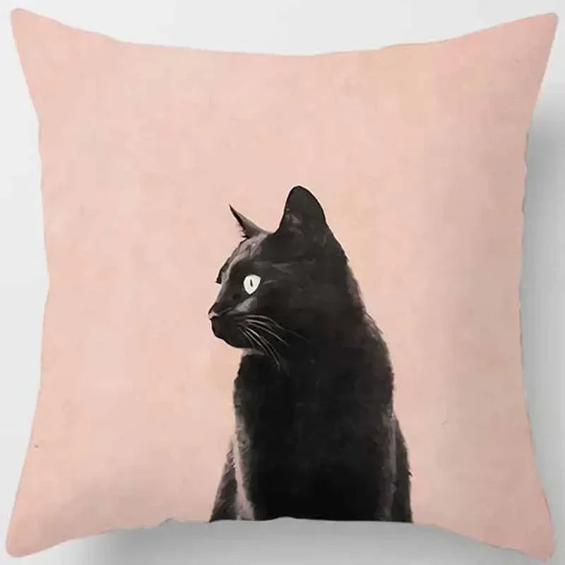 Axyaa Cat Print Square Pillowcase for Home Décor and Car Sofa, 45cm*45cm