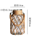 Axyaa Handwoven Hemp Rope Glass Vase - American Decorative Hydroponic Ornament