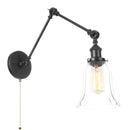 Axyaa Industrial Clear Glass LED Wall Lamp Pull Chain Switch Vintage Style