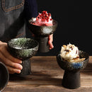 Axyaa Tall Feet Snack Bowl - Retro Ceramic Dessert Plate for Restaurant Tableware
