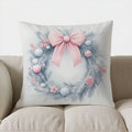 Axyaa Pink Christmas Bells & Pine Branch Pillow Cover for Sofa, Bedroom, Car