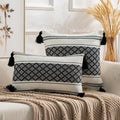 Axyaa Boho Diamond Jacquard Cushion Cover with Tassels for Home Decor