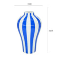 Axyaa Blue Geometric Ceramic Vase with Quilted Pattern and Polka Dots