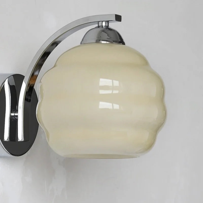 Axyaa Nordic LED Wall Sconce with Switch, Glass Shade, E27 Bulb