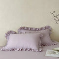 Axyaa Ruffled Cotton Pillowcases - Soft Double Layer Gauze Cover