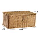 Axyaa Imitation Rattan Woven Storage Box with Lid - Home Organizer Basket