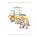 Axyaa Dinosaur Truck Tractor Excavator Wall Art Canvas, Boy Room Decor Nordic Posters