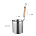 Axyaa Stainless Steel Hot Pot Colander with Wooden Handle - Kitchen Skimmer Basket