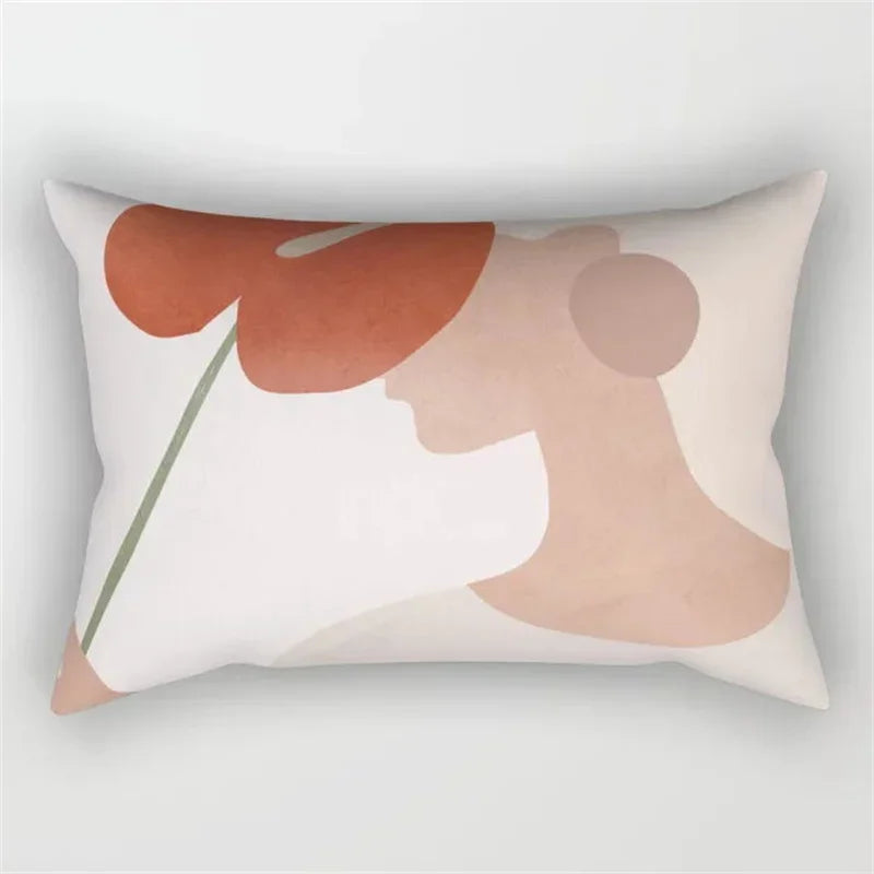 Axyaa Geometric Leaf Plant Print Pillowcase - Modern Nordic Sofa Cushion Cover