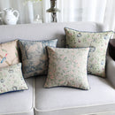 Axyaa Soft Velvet/Cotton Linen Cushion Cover Shabby Chic Floral Pink Blue 45x45cm