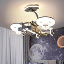 Axyaa Kids' Room Ceiling Fan with Bladeless LED Light Fixture and Remote Control