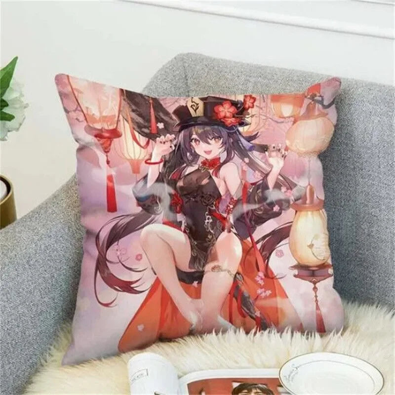 Axyaa Anime Genshin Impact Pillow Case Decor Cover for Bed and Sofa