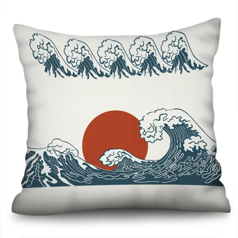 Axyaa Blue Wave Pattern Pillow Cover 45X45CM
