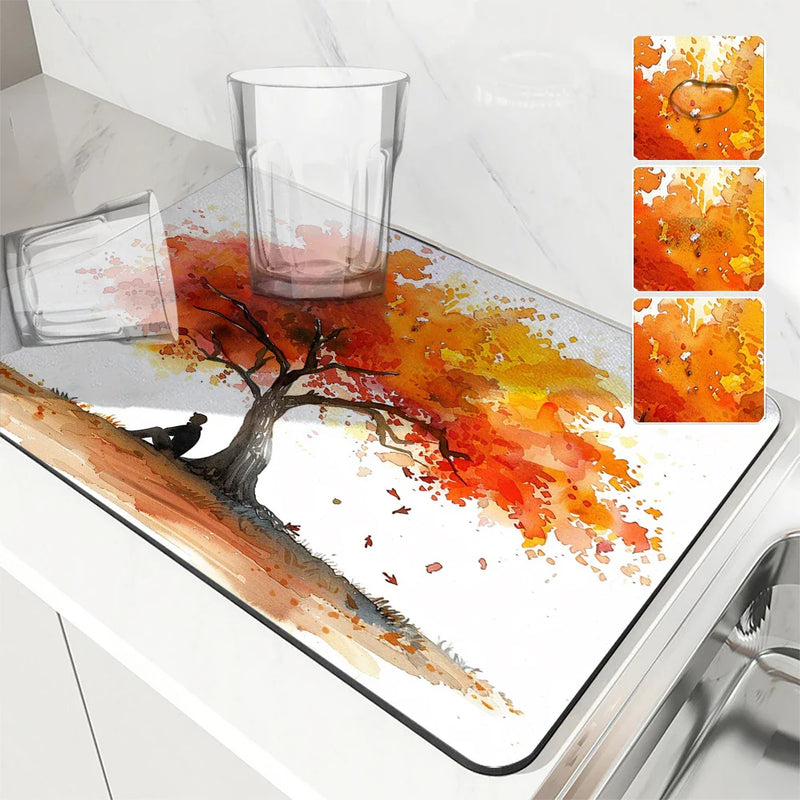 Axyaa Autumn Maple Watercolor Drying Mat