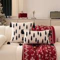 Embroidered Christmas Tree Cushion Cover Set for Festive Home Decor by Axyaa
