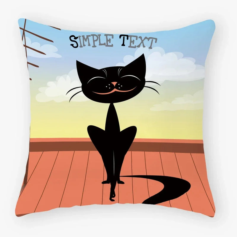 Axyaa Black Cat Pillowcase 45*45 Sofa Car Home Decor Cushion Cover