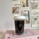 Axyaa Simple Plastic Water Bottle With Straw Tea Strainer Transparent Coffee Cup