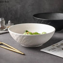 Axyaa Matte Stone Patterned Ceramic Ramen Soup Salad Fruit Noodle Bowl Large Capacity