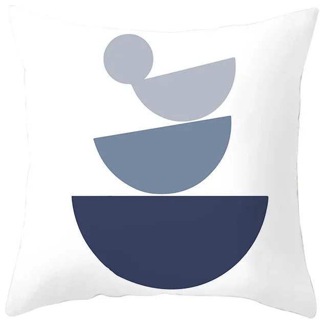 Axyaa Abstract Geometric Pillowcase in Nordic Blue Purple - Peach Skin Fabric