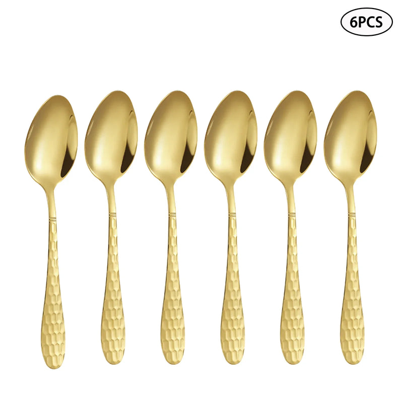 Axyaa Gold Stainless Steel Cutlery Set for Family & Restaurants, 24pcs