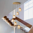 Axyaa Modern Ring Stairs LED Pendant Chandelier for Living & Dining Room Lighting