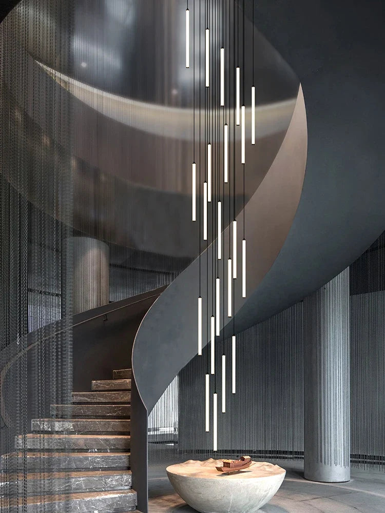 Axyaa Nordic LED Tube Chandelier: Modern Circular Living Room Lighting
