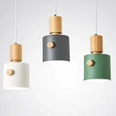 Axyaa Nordic Wooden Pendant Light LED Single Head Macaron Hanging Lamp for Living Room