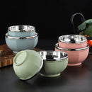 Axyaa Stainless Steel Double Layer Rice Bowl for Kids and Kitchen Tableware