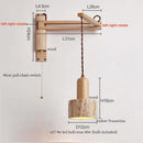 Axyaa Wood Stone LED Wall Lamp with Pull Switch, Stretching and Folding for Home Lighting