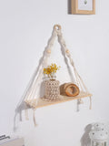 Axyaa Macrame Floating Wall Shelf for Modern Home Decor