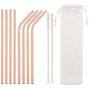 Axyaa Stainless Steel Drinking Straws Set - 8pcs Reusable Straws with Brush & Bag