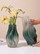Axyaa Nordic Frost Glass Vase Modern Home Decor Stand for Flowers