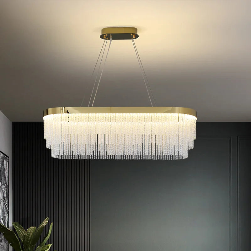 Axyaa Crystal Ceiling Chandelier: Modern Luxury LED Pendant Lights for Living Room Decor