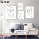 Axyaa Family Portrait Line Wall Art Canvas Poster Son Daughter Love Bedroom Decor