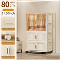 Axyaa Foldable Storage Cabinet on Wheels for Clothes/Quilts, Mixed Cream