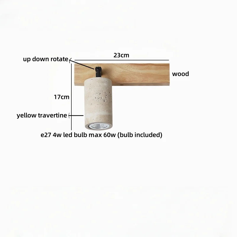 Axyaa LED Wall Sconce Up Down Rotate Yellow Travertine Mirror Light