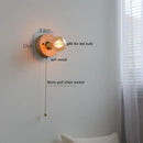 Axyaa Vintage LED Wall Lamp Pull Chain Switch Plug, Walnut Ash Wood Copper