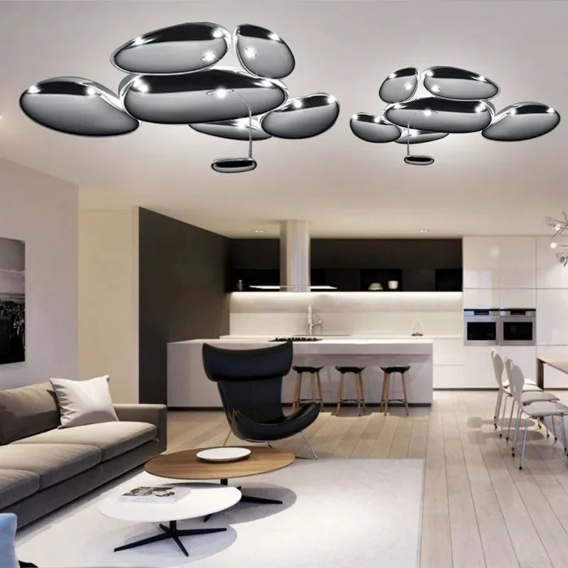 Axyaa Water Droplet LED Ceiling Lamp: Elegant Pebble Shaped Light for Living Room