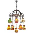 Axyaa Turkish Mosaic Chandelier: Handcrafted Stained Glass Pendant Lamp