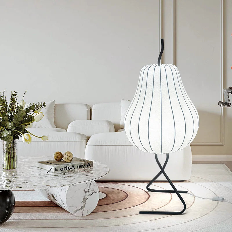 Axyaa Wabi Sabi Pear Floor Lamp - Home Bedroom Living Room Silk Standing Light