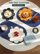 Axyaa Faux Leather Oval Placemats Set of 2 - Waterproof Double-Sided Table Mats