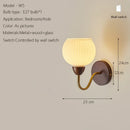 Axyaa Neoclassical Wood Wall Sconce with High CRI Japanese Glass Bedside Lamp