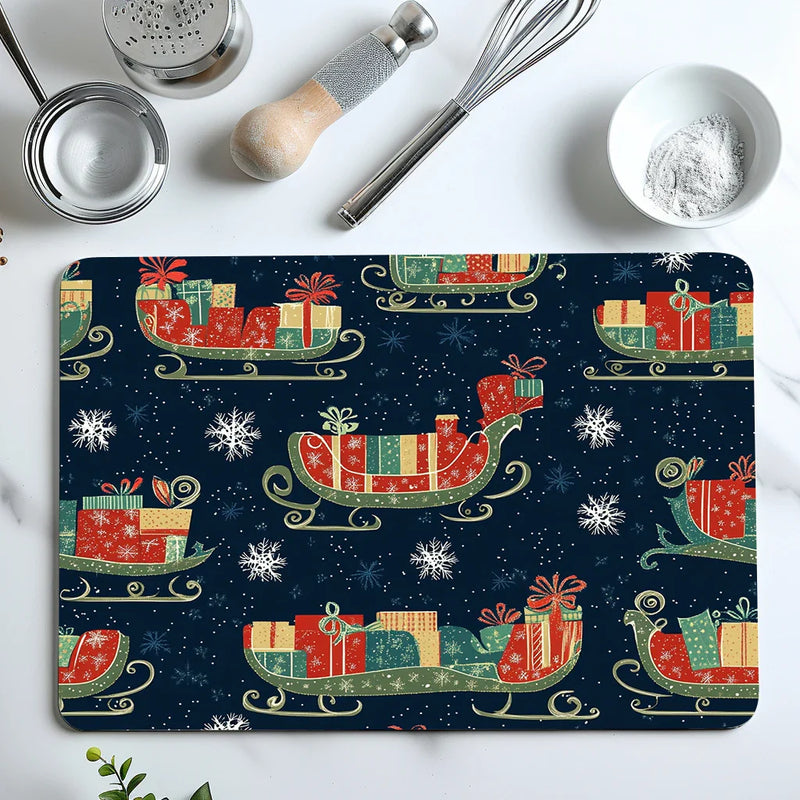 Axyaa Snowflakes Drying Mat: Absorbent Anti-Slip Placemat for Table Cup Drying Mats