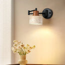 Axyaa Yellow Travertine Interior LED Wall Sconce Black Iron Glass Modern Nordic Bedside Lamp