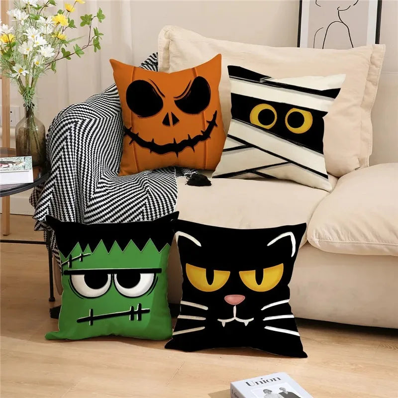 Axyaa Halloween Ghost Face Pillow Cover for Home Decor