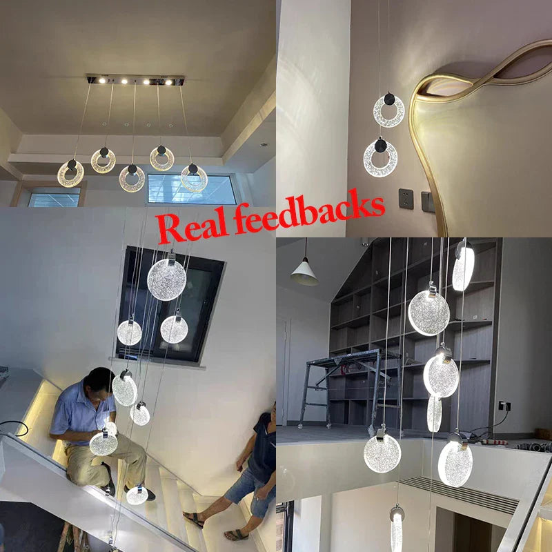 Axyaa Nordic LED Crystal Pendant Lights for Bedroom and Living Room Decor