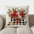 Axyaa Snowman Sleigh & Gifts Christmas Pillow Cover for Sofa, Bedroom & Car