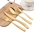 Axyaa 16-Piece Gold Stainless Steel Cutlery Flatware Set for Dining