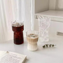 Axyaa Glass Cups, Vertical Pattern, Single-layer, American Style for Milk, Juice, Coffee.