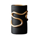 Axyaa Black Vase with Golden Snake and Geometric Knot Design